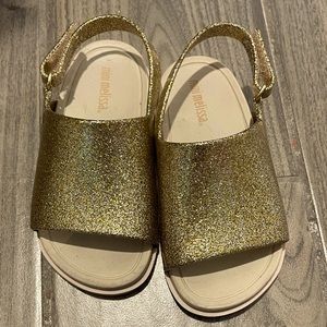 EUC Mini Melissa Gold Glitter Toddler Sandals
